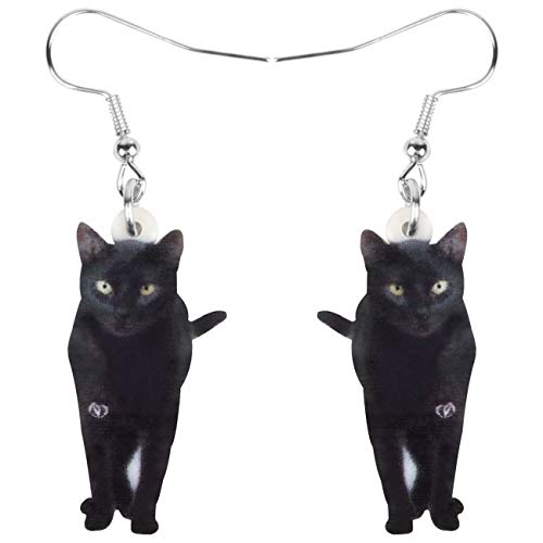 DUOWEI Acryl Cute Schwarze Katze Ohrringe Elegante Haustiere Tropfen Baumeln Für Frauen Mädchen Teens Charme Geschenke (schwarz 2) von DUOWEI