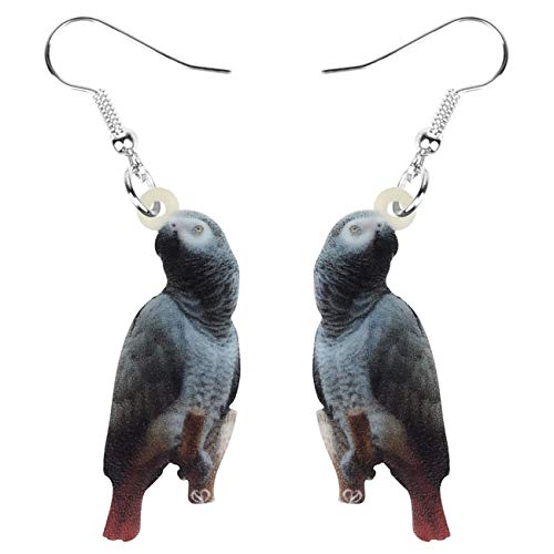 DUOWEI Acryl Grau Papagei Ohrringe Süß Birds Neuheit Tierschmuck Geschenke für Frauen Mädchen (Schwarz) von DUOWEI