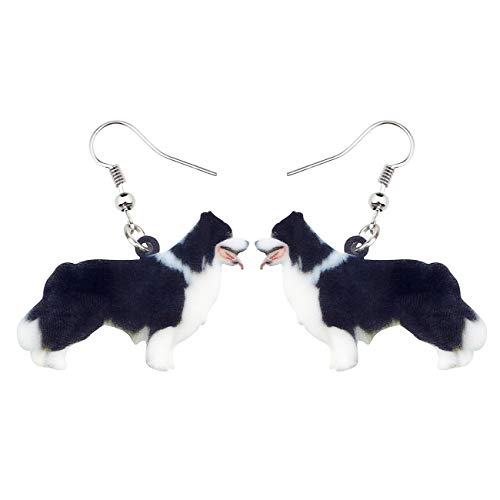 DUOWEI Acryl Border Collie Hund Ohrringe Sweet Haustier Hund Schmuck für Frauen Damen Mädchen Liebhaber Fancy Geschenke (Schwarz) von DUOWEI