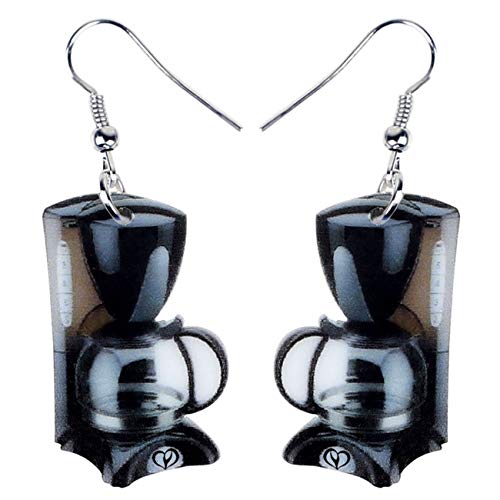 DUOWEI Acryl Schwarz Kaffee Maschine Tropfen Ohrringe Baumeln Schmuck für Frauen Teens Mädchen Party Geschenke (Schwarz A) von DUOWEI