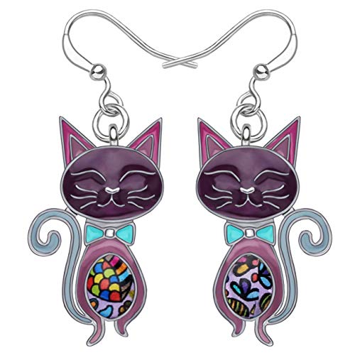 DUOWEI Cute Anime Katzen Ohrringe Charms Emaille Katze Schmuck Dangle Für Damen Mädchen Geburtstag Urlaub Geschenke (Schwarz) von DUOWEI