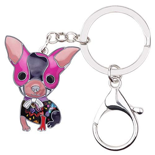 DUOWEI Cute Chihuahua Schlüsselanhänger Geschenke Dainty Hund Schlüsselring Für Damen Frauen Mädchen Autoschlüsselanhänger Charms Zubehör (Violett) von DUOWEI