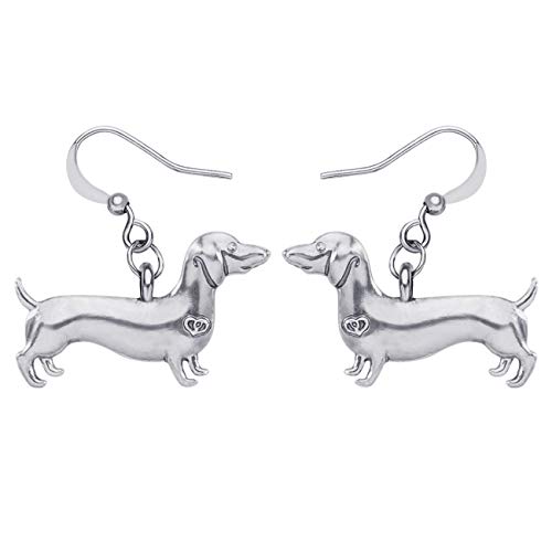 DUOWEI Cute Dackel Hund Ohrringe Dachshund Dangle-Schmuck Geschenke für Frauen Mädchen Kinder (Versilberter Dackel) von DUOWEI