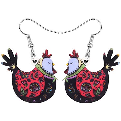 DUOWEI Cute Huhn Ohrringe für Frauen Mädchen Acryl Bauernhof Tiere Schmuck Geschenke (Schwarz) von DUOWEI