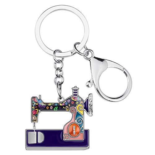 DUOWEI Nähmaschine Werkzeuge Schere Bügeleisen Schlüsselanhänger Zinklegierung Schlüsselring Tasche Charme Geschenk für Frauen Mädchen (Lila) von DUOWEI