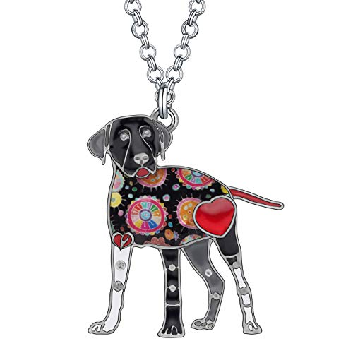 DUOWEI Cute Labrador Hund Halskette Anhänger Zinklegierung Emaille Labrador Schmuck Geschenke (Schwarz) von DUOWEI