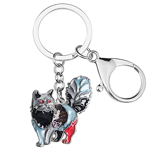 DUOWEI Süße Katze Schlüsselanhänger Schlüsselringe Zierliche Katzen Geschenke für Damen Mädchen Tasche Brieftasche Auto Charms (Arktisblau) von DUOWEI