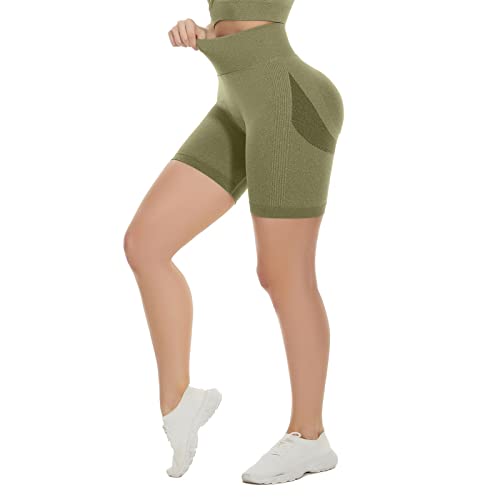 DUROFIT Damen Sports Shorts Po Push Up Leggings Short Booty Shorts Scrunch Butt Kurz Leggings Damen High Waist Kurze Sporthose Radlerhose Yogahose Grün L von DUROFIT