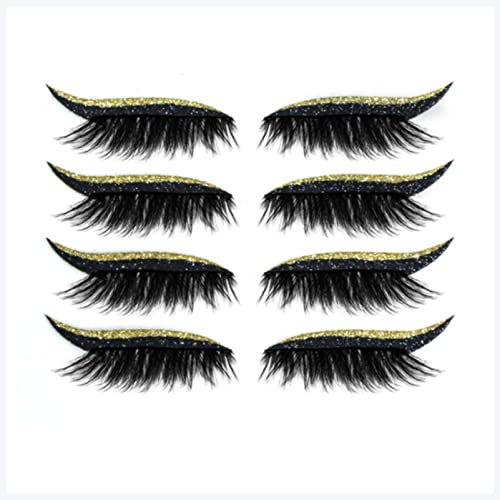 Doppel augenlid aufkleber 4 Paar wiederverwendbare falsche Wimpern Eyeliner- und Wimperaufkleber 7 Farbe wasserdichte Eyeliner Wimpern-Aufkleber einfach zu bedienen und entfernen Eyeliner aufkleber ( von DUnLap