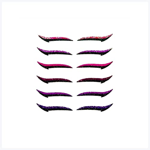 Doppel augenlid aufkleber 6Pairs Bunte wiederverwendbare Eyeliner Aufkleber Langleuchte Selbstklebende Augenlidstreifen Katze Auge Gefälschte Wimpern Glitter Lidschatten Make-up Eyeliner aufkleber (S von DUnLap