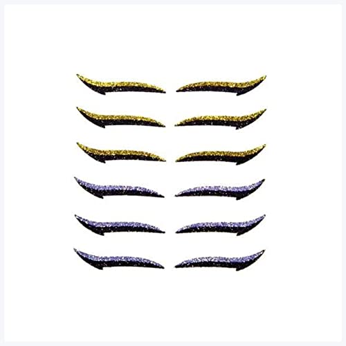 Doppel augenlid aufkleber 6Pairs Bunte wiederverwendbare Eyeliner Aufkleber Langleuchte Selbstklebende Augenlidstreifen Katze Auge Gefälschte Wimpern Glitter Lidschatten Make-up Eyeliner aufkleber (S von DUnLap