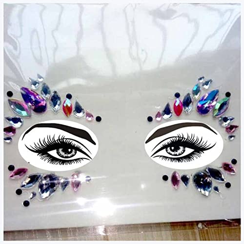 Doppel augenlid aufkleber Neue Acrylharz-Bohrstab Bindi-Aufkleber Handgepickt Böhmen und Tribal-Stil Gesichts- und Augenjuwelen Stirnstufe Bühne Dekor Aufkleber Eyeliner aufkleber (Size : 24) von DUnLap