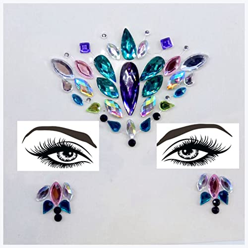 Doppel augenlid aufkleber Neue Acrylharz-Bohrstab Bindi-Aufkleber Handgepickt Böhmen und Tribal-Stil Gesichts- und Augenjuwelen Stirnstufe Bühne Dekor Aufkleber Eyeliner aufkleber (Size : 8) von DUnLap