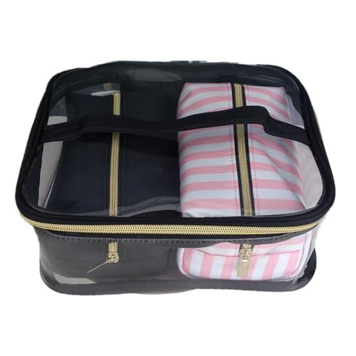 Make-up-Box PVC Transparente Kosmetiktasche Organizer Reise Kulturbeutel Set Rosa Beauty Case Make-up Case Kosmetikerin Vanity Personalbedarf Make up Storage Box (Size : 3Pcs-A1) von DUnLap