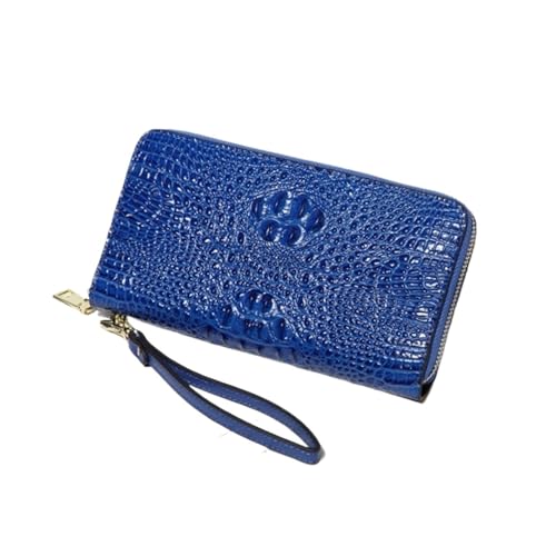 DXFBHWWS Geld-Organizer for Damen, Geldbörsen, Handtaschen, Kartenetuis, echtes Leder, Geldbörsen, Geldklammern, 20 x 9,9 cm (Color : Blue) von DXFBHWWS