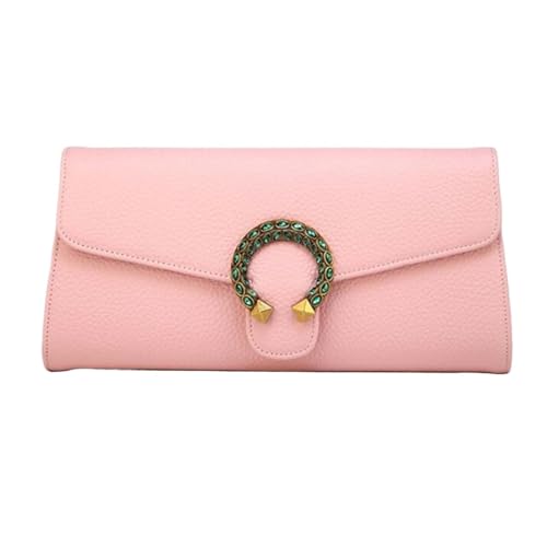 DXFBHWWS Geldbörsen Damen Handtaschen Hochzeit Party Abendtaschen Umhängetaschen Echtes Leder Geldbörsen Make-up-Taschen Geldscheinklammern (Color : Pink) von DXFBHWWS