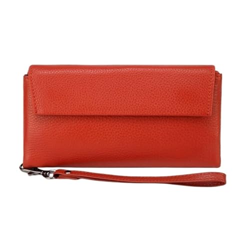 DXFBHWWS Handtaschen Damen Geldbörsen Hochzeit Party Abendtaschen Echtes Leder Geldscheinklammern Kartenetuis Geldbörsen (Color : Red) von DXFBHWWS