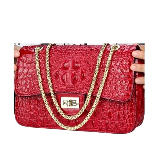 DXFBHWWS Umhängetaschen, Handtaschen, Damen-Geldbörsen, Hochzeit, Party, Abendtaschen, Make-up-Taschen aus echtem Leder, Geldbörsen, Geldscheinklammern (Color : Red) von DXFBHWWS