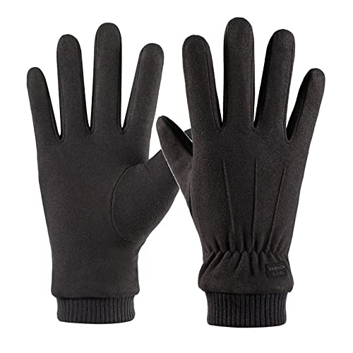 Handschuhe Aus Kunstpelz Winter Warme Handschuhe Deutscher Samt Herren Plus Samt Dicker Touchscreen Wind- Und Kältebeständig Outdoor Motorradhandschuhe Winter Schwarz von DZEREN