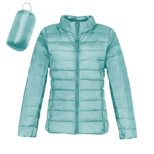 Damen Leichte Daunenjacke Ohne Kapuze Puffer Jacke Lässig Leichter Daunenmantel Lightweight Steppjacke Leicht Packable Down Jacket Einfarbig Federleichte Daunenjacke Dünne Jacke Daunen Winterjacke von DaMaiYYDS