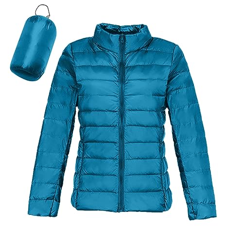 Damen Leichte Daunenjacke Ohne Kapuze Puffer Jacke Lässig Leichter Daunenmantel Lightweight Steppjacke Leicht Packable Down Jacket Einfarbig Federleichte Daunenjacke Dünne Jacke Daunen Winterjacke von DaMaiYYDS