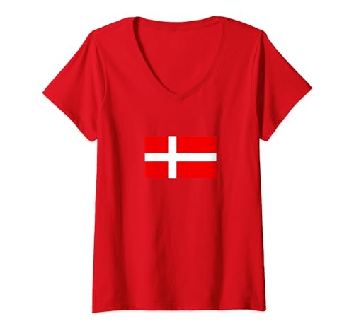 Damen Dänemark Flagge Herren Danmark Damen Dänen Kinder Denmark T-Shirt mit V-Ausschnitt von Dänemark Deko Frauen Königreich Dänemark Männer