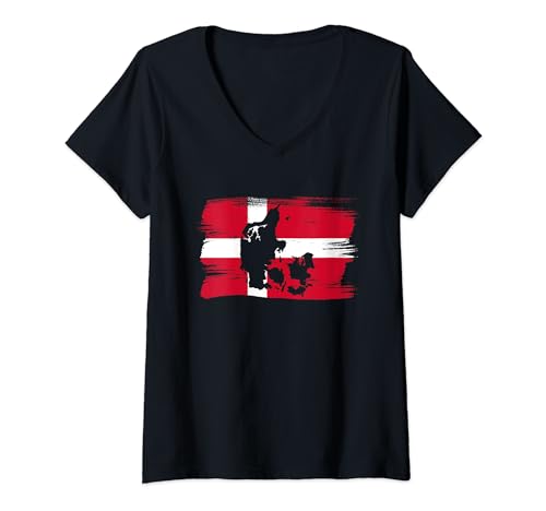 Damen Dänemark Fanartikel Urlaub Dänische Produkte Reise Souvenir T-Shirt mit V-Ausschnitt von Dänemark Fanartikel und Dänische Produkte