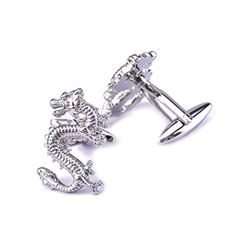 Daesar 2 PCS/1 Paar Manschettenknöpfe Hemd Silber Drachen Herren Edelstahl Manschettenknöpfe Hemd mit Geschenk Box von Daesar