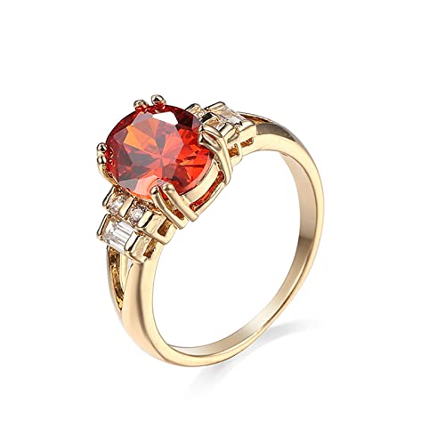 Daesar Damen Ringe Verlobung, Ring Vergoldet mit Rot Zirkonia Gold Ring Frauen Jugendstil Große 54 (17.2) von Daesar