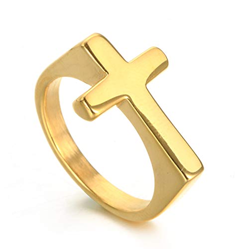 Daesar Edelstahl Männer Ring Edelstahlringe Gold Kreuz Partnerring Ring für Beste Freunde Große 54 (17.2) von Daesar