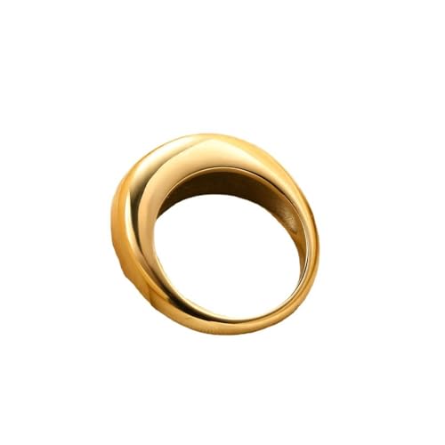 Daesar Edelstahl Ringe Frauen, Gold Ring Personalisiert 8MM Kuppel Statement-Ring Ring Gr.57 (18.1) von Daesar