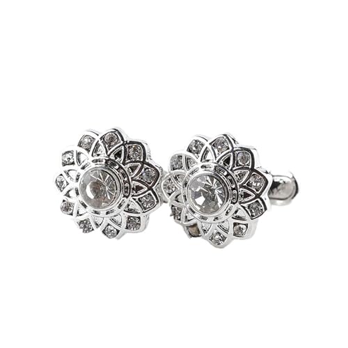 Daesar Hemd Manschettenknöpfe Herren, Personalisierte Manschettenknöpfe Blume mit Zirkonia Hochzeit Manschettenknopf Silber, Cufflinks Shirt for Men von Daesar