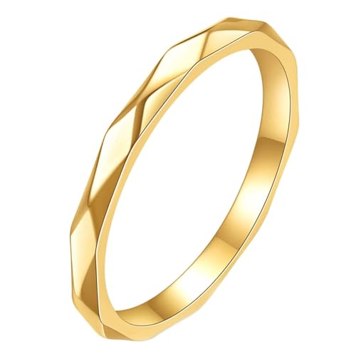 Daesar Ringe Edelstahl Damen, Gold Ring Personalisiert 2MM Schmal Ring Gr.57 (18.1) von Daesar