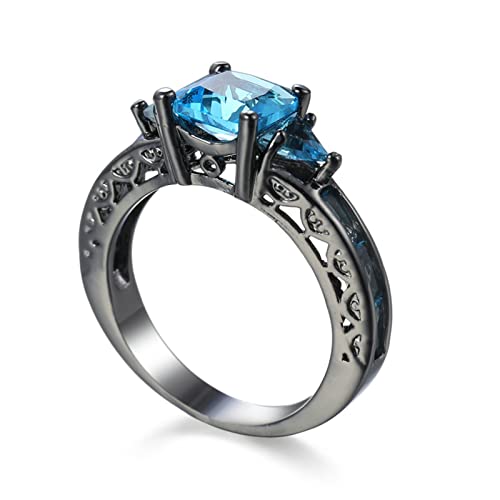 Daesar Ringe Frauen Vergoldet, Schwarz Ring Personalisiert mit Blau Zirkonia Hochzeit Ringe Damen Modeschmuck Große 65 (20.7) von Daesar