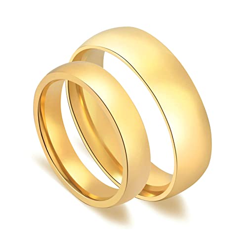 Daesar Verlobungsringe Paar Ringe Set, Edelstahl Ringe Personalisiert Hochglanzpoliert Bandringe Partnerringe für Sie und Ihn Damen Gr.54 (17.2) & Herren Gr.60 (19.1) von Daesar