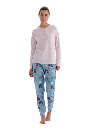 Dagi Women's Light Pink Long Sleeve Knitted Pajamas with Half Pots, Light Pink,S von Dagi