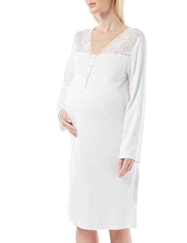 Dagi Women's Sleepwear Long Sleeve, V-Neck, Fashion, Regular Maternity Nightie Nightgown, Ecru, 3XL von Dagi