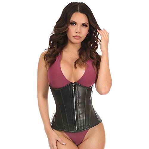 Daisy Corsets Damen Black Faux Leather Steel Boned Underbust Corset Korsett, Schwarz, Medium von Daisy Corsets