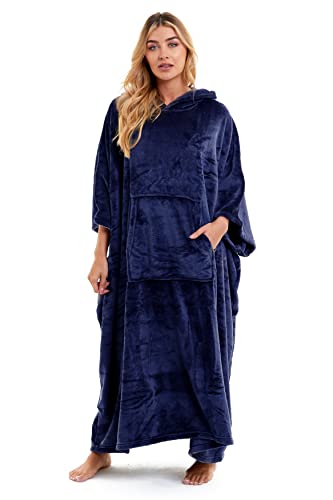 Daisy Dreamer Damen-Poncho mit Kapuze, weiches Fleece, Einheitsgröße, navy, One size von Daisy Dreamer