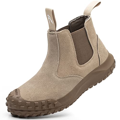 Dajingkj Chelsea Boots Damen Arbeitsschuhe Wasserdicht Mikrofaser Leder Sicherheitsschuhe Damen Chelsea Stiefel Mode Slip-on Safety Shoes for Schweißer Schlag und stichfeste von Dajingkj