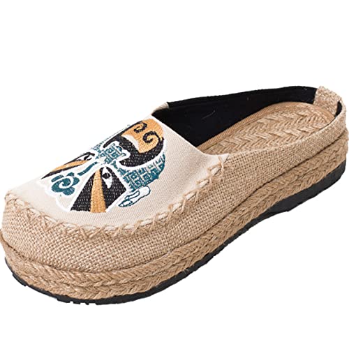 Dajingkj Hausschuhe Damen Espadrilles für Damen Slip on Flache Loafer Einzigartig Segeltuchschuhe Blumenstickerei Casual bequem Atmungsaktiv Hause Schuhe von Dajingkj