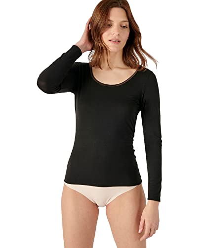 Damart Damen Langarm-Shirt Thermolactyl Sensitive, Wärmegrad Soft 2. Unterwäsche, Schwarz, XL von Damart