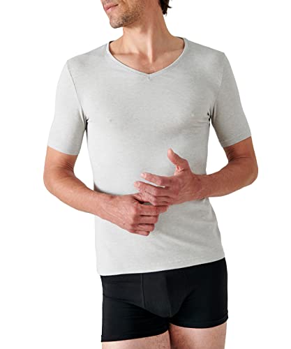 Damart Herren Kurzarm-Shirt mit V-Ausschnitt, Wärmegrad Medium 3. Thermounterwäsche-Oberteil, Grau (Grau China), S von Damart