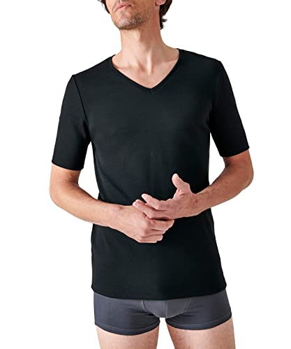 Damart Herren Kurzarm-Shirt mit V-Ausschnitt, Wärmegrad Medium 3. Thermounterwäsche-Oberteil, Schwarz, M von Damart