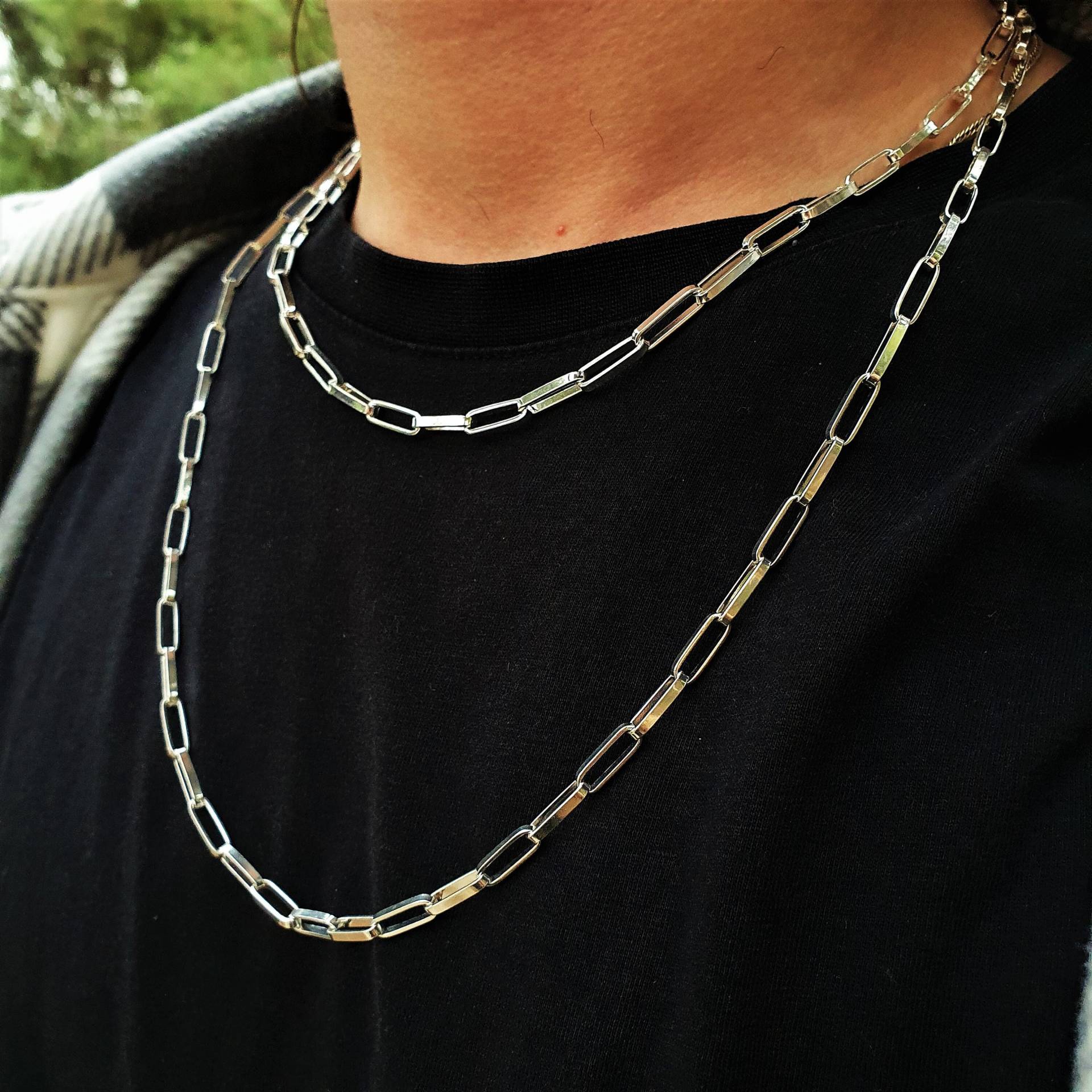 925 Sterling Silber Minimalist Paperclip Halskette Für Männer, Herren Kette Halskette, Frauen Individuelles Geschenk Männer von DaminaJewelry