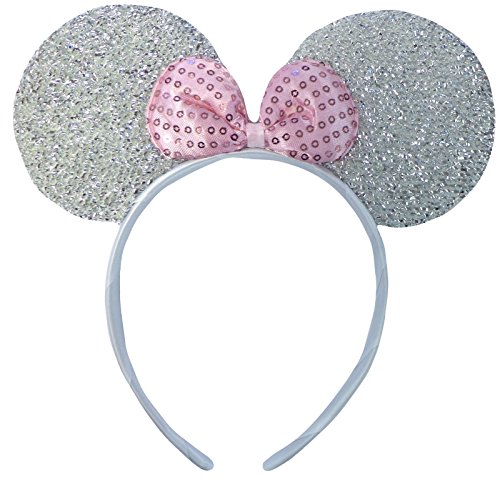 Silber (Minnie Mouse Glitter Ears) Glitzernden Minnie Maus Ohren Kostüm Haarband von DangerousFX