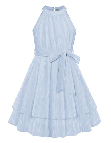 Danna Belle Mädchen Kleid 158 Kinder Festlich Einschulung Sommer Prinzessin Party Hochzeit A-Linien Ärmellos Kleider 164 Blau von Danna Belle