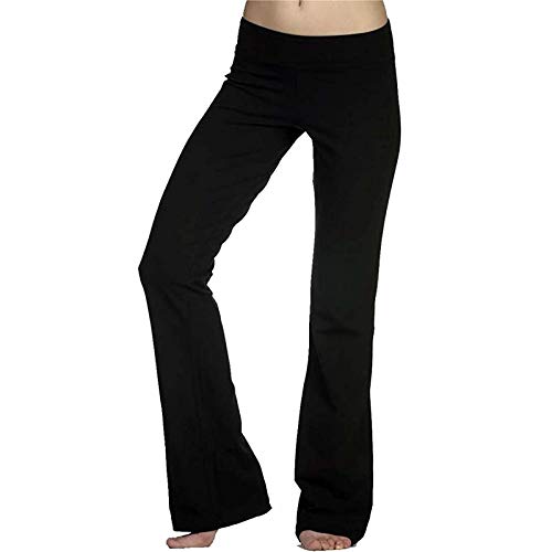 Schlaghose Damen Stretch Stoff Yogahose Low Waist Flared Leggings Blickdicht Bootleg Sporthose Laufhose Elastische Bootcut Jogginghose Fitnesshose Lang Jazzpants Relaxhose (Schwarz, M) von Dantazz