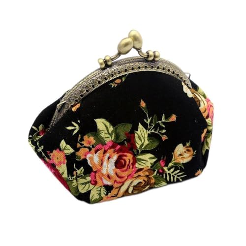 Darmlly Brieftasche, Lady Vintage Flower Mini Geldboerse Handtasche Clutch (Schwarz) von Darmlly