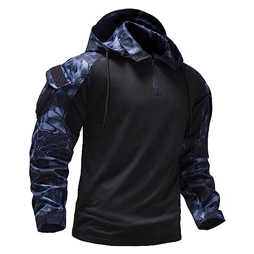 Darringls Herren Militäruniform Camouflage taktisches Military Combat Hoodies mit Kapuze Camouflage Pullover Laufen Arbeit Angeln Outdoor Bergsteigen Field Outdoor Abnehmbarer Kapuzenpullover T-Shirt von Darringls